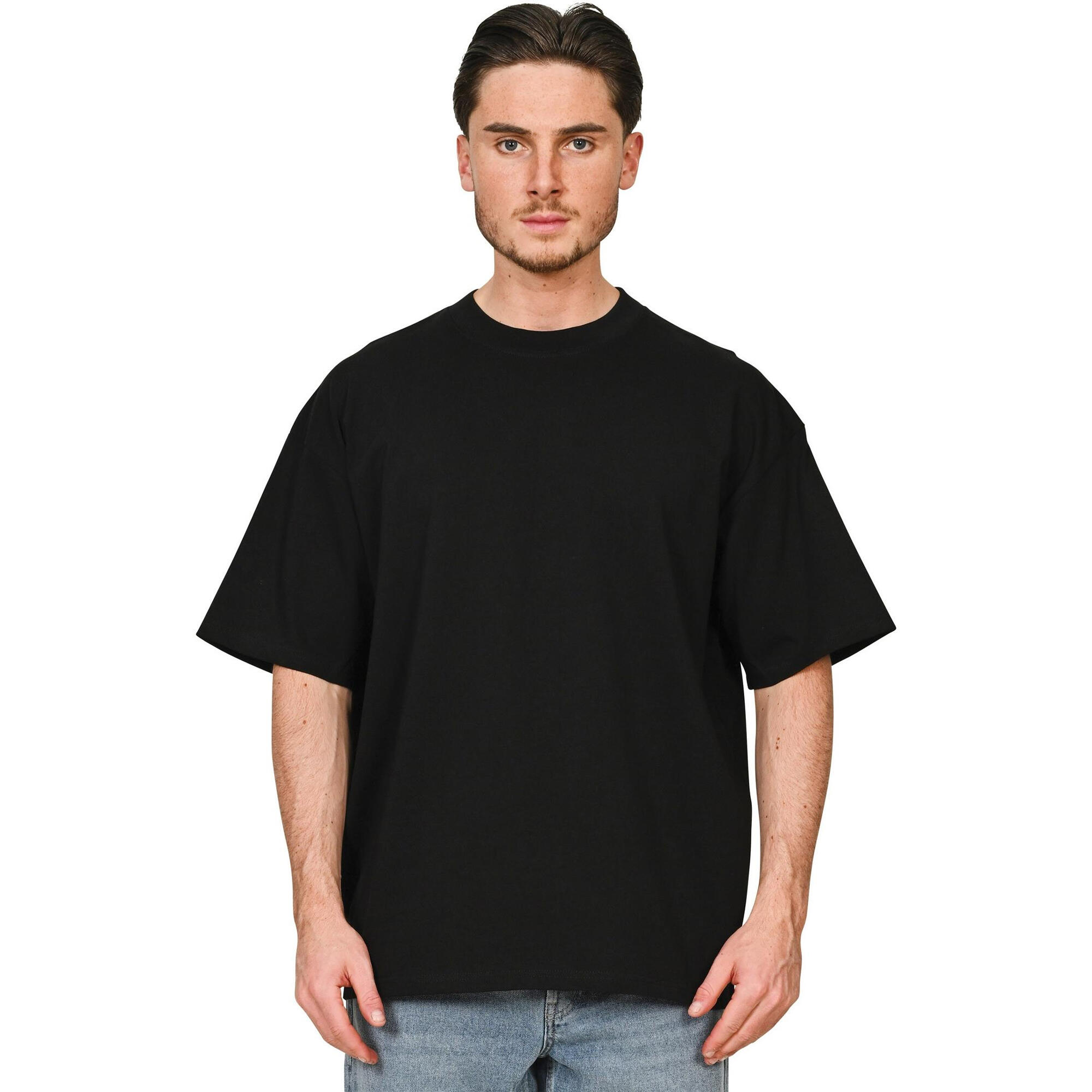 Unisex Adult Supreme Combed Extended Neckline Oversized TShirt (Black) 4/4