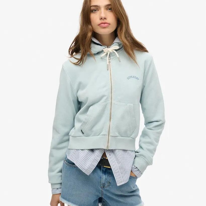 Women's cropped zip-up hoodie with logo Superdry Essential