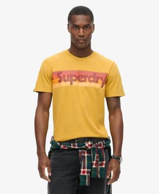Retro gestreiftes Logo-T-Shirt