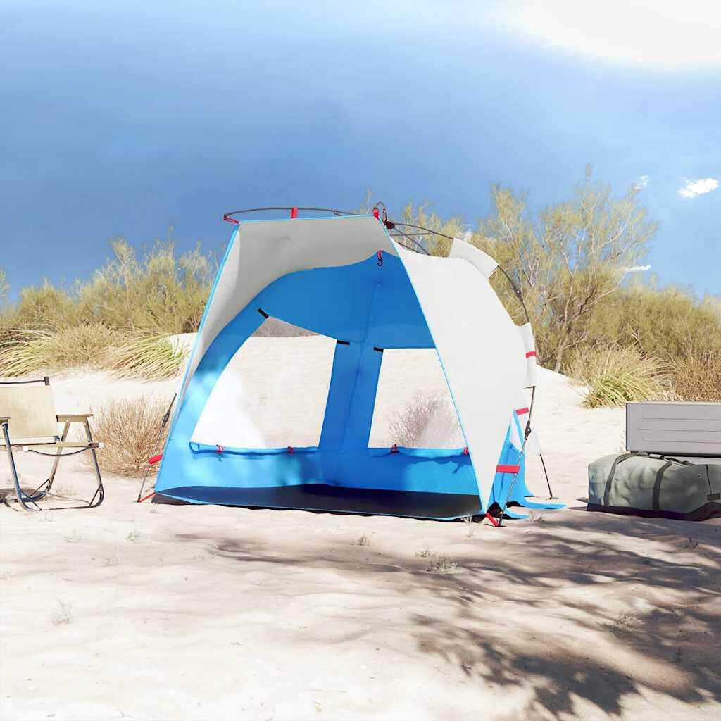 VidaXL Strandzelt 2 Personen wasserdicht Schnellverschluss Azurblau 3/7