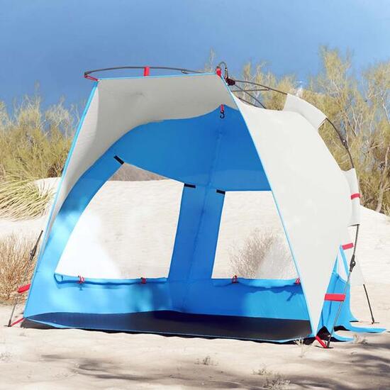 Tente de plage VidaXL 2 personnes imperméable ouverture rapide azur bleu