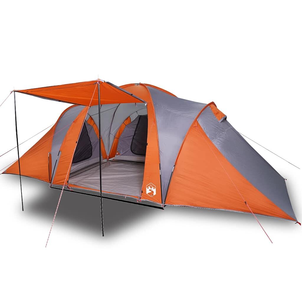 VidaXL Tenda a cupola 6 posti impermeabile grigio e arancione 2/7