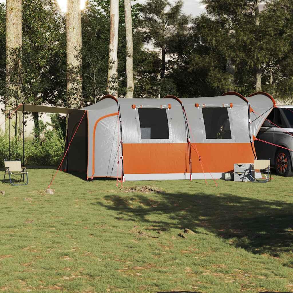 VidaXL Tenda Auto 4 Posti Impermeabile Grigio e Arancione 3/4