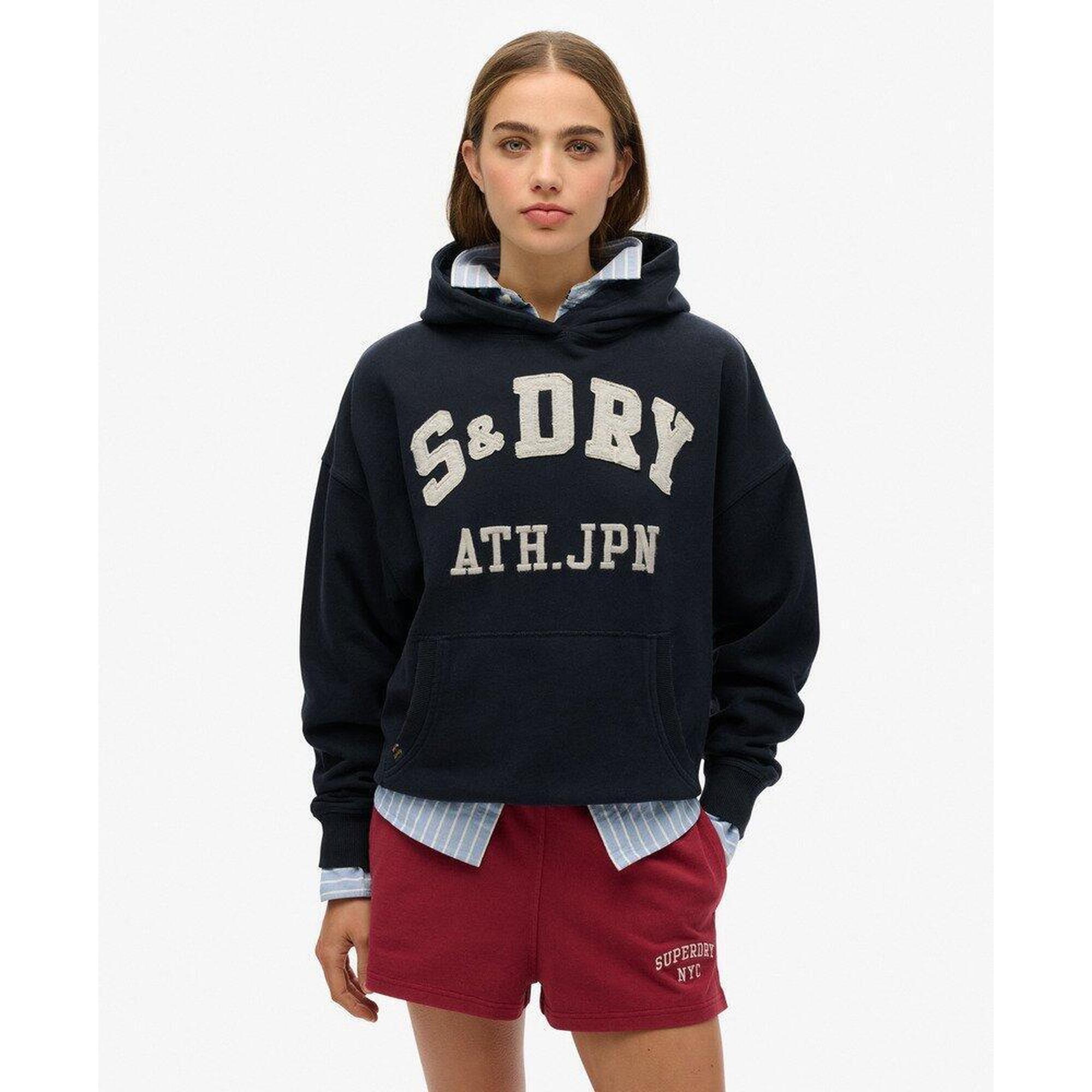 Superdry - Sweat À Capuche Ath Ess Appliq Relaxed - T-shirt Manches Courtes - Bleu - Decathlon