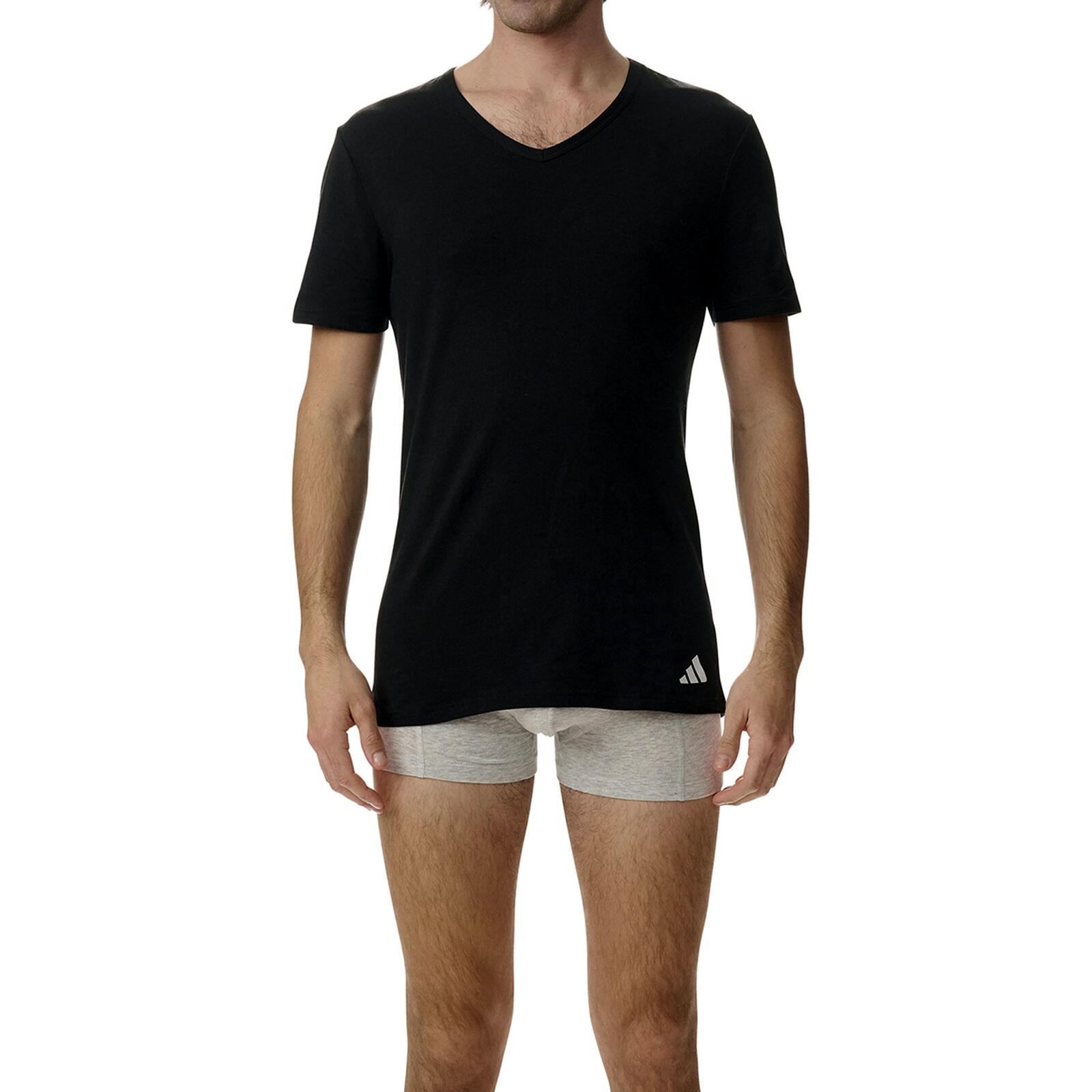 2 er Pack adidas V-Neck T-Shirt Herren V-Ausschnitt Baumwolle 3/5