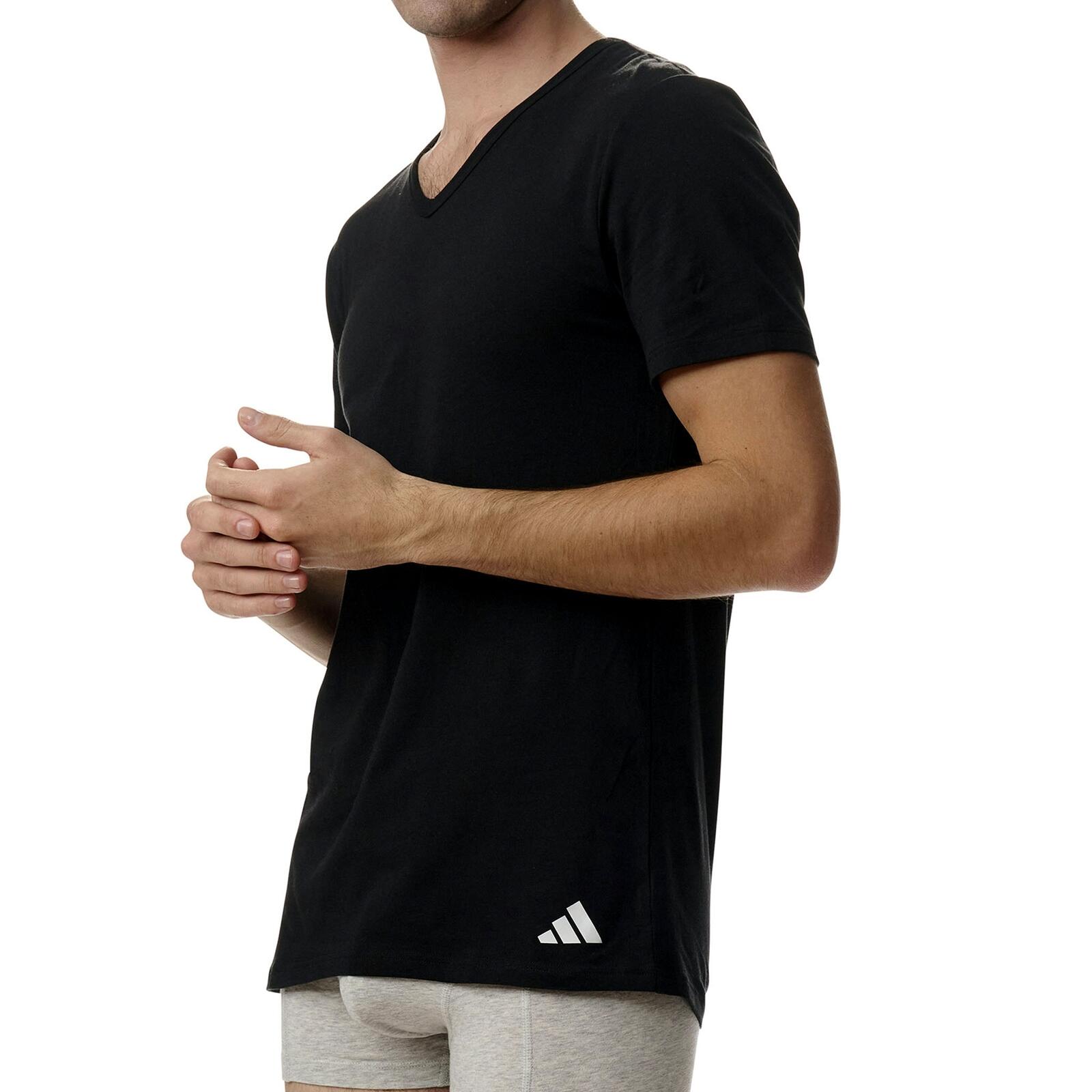 2 er Pack adidas V-Neck T-Shirt Herren V-Ausschnitt Baumwolle 2/5