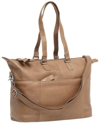 Stijlvolle new looxs verla laptoptas van leer - cognac 21 liter