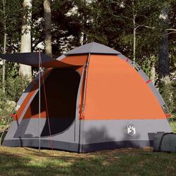 Vidaxl Tente de Camping 4 Personnes avec Libération Rapide en Gris et Orange