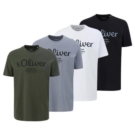 T-Shirt Herren 4er Pack Bequem sitzend-Logo T-Shirt