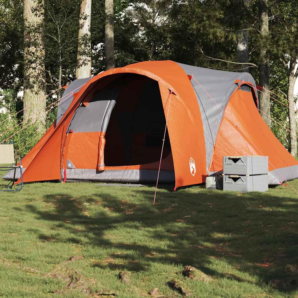 Vidaxl - Tente Dome 6 Personnes Vidaxl - Étanche Et Spacieuse - Tente - Gris|incolore|orange - Decathlon