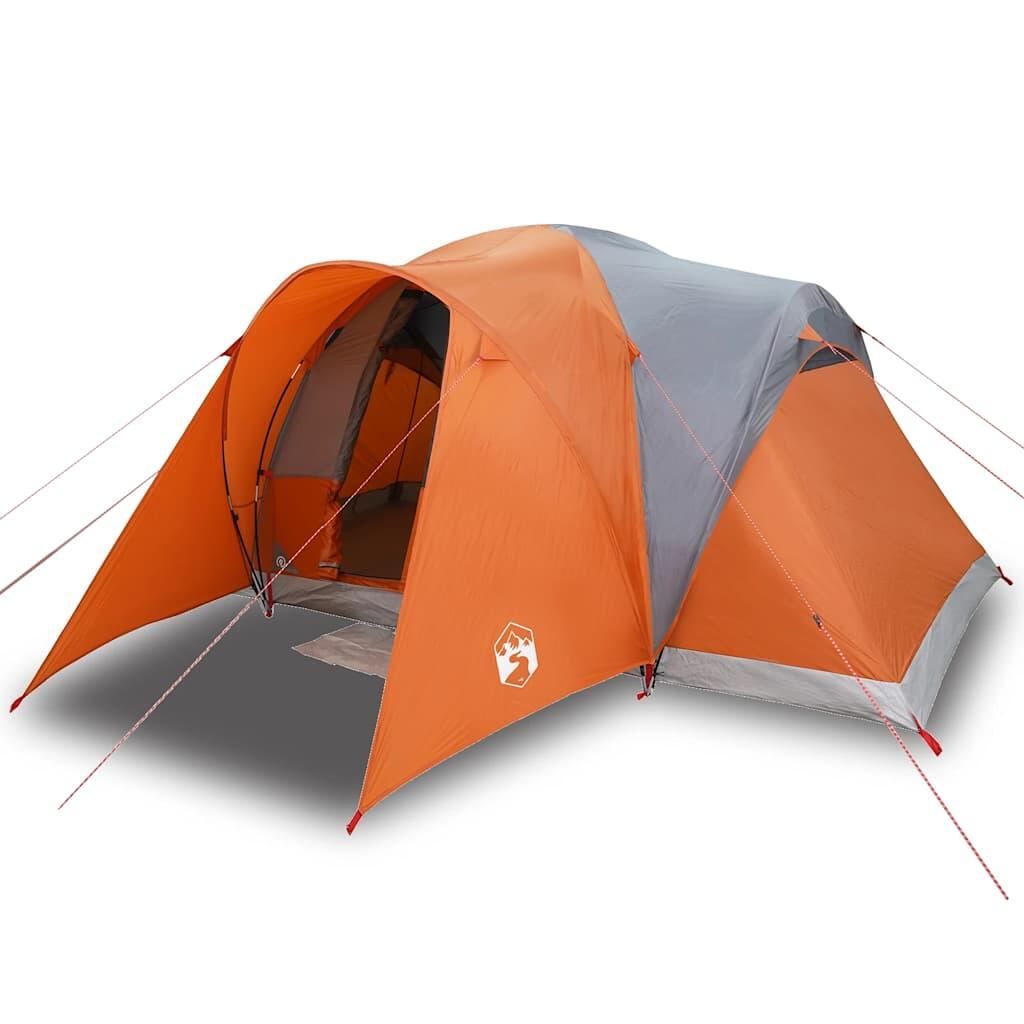 VidaXL Tenda a cupola 6 persone grigio e arancione 2/7