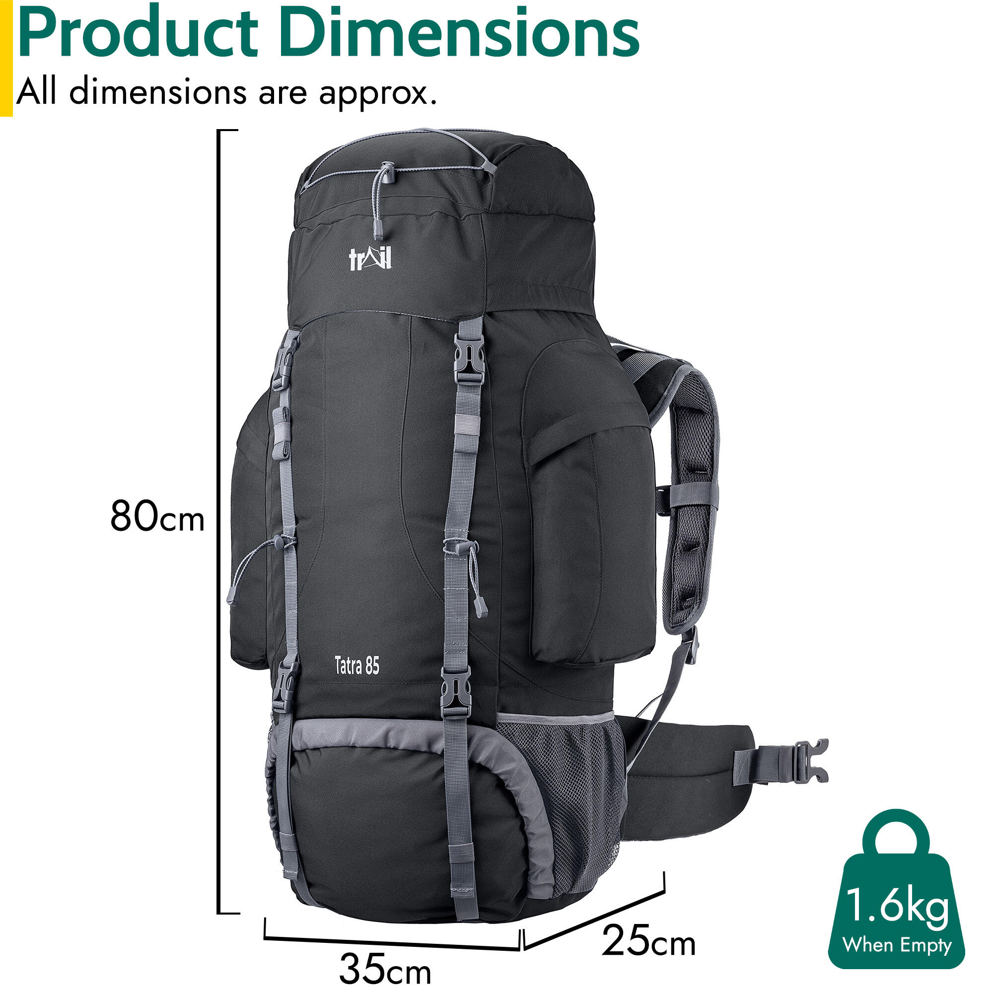 Trail Rucksack 65L 85L Camping Hiking Backpacking Padded Adjustable Travel Bag | Decathlon Trail Rucksack 65L 85L Camping Hiking Backpacking Padded Adjustable Travel Bag | Decathlon