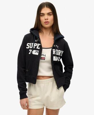 Korte casual dames hoodie met rits superdry athletic essentials