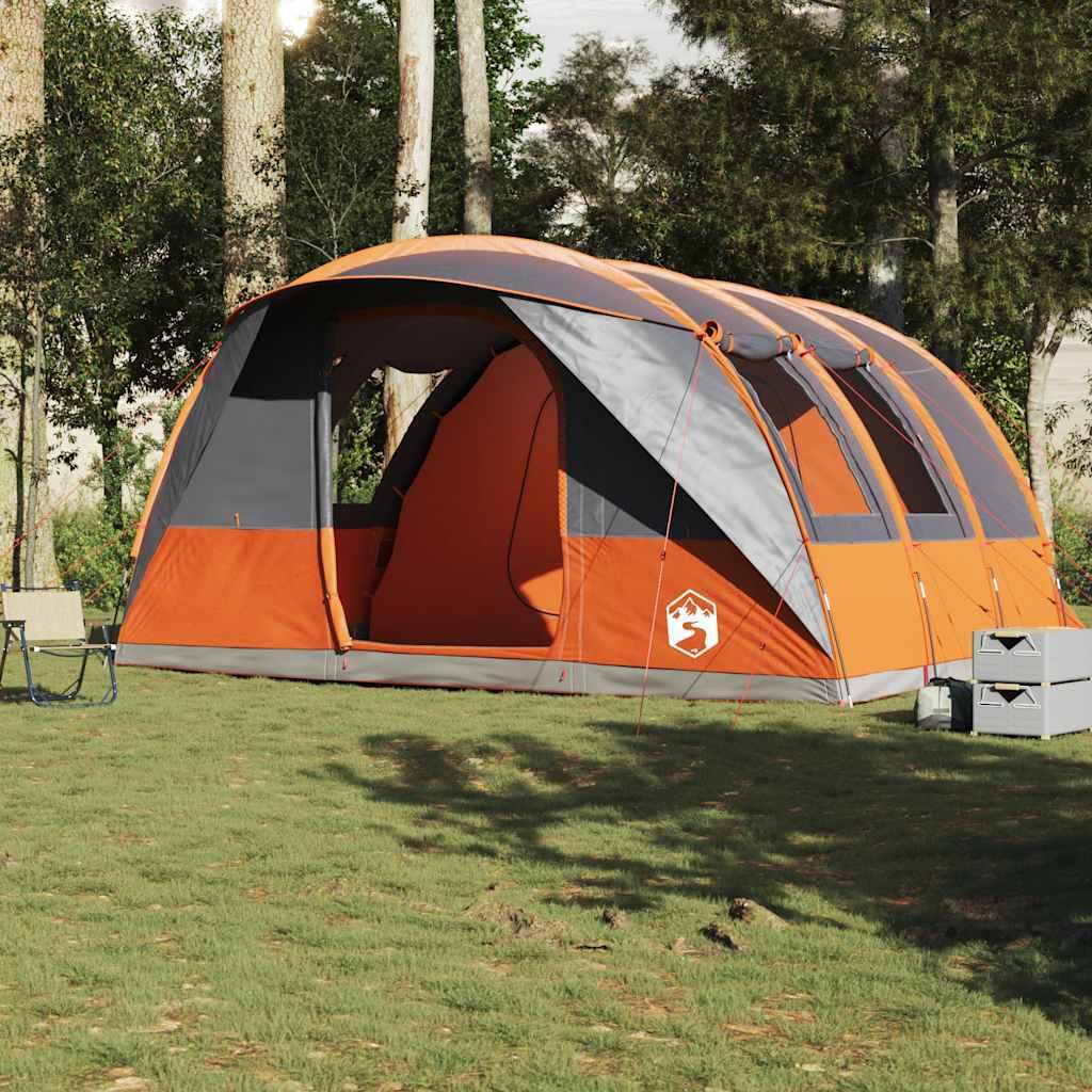 Tienda de túnel impermeable Vidaxl para 5 personas en gris y naranja 3/7