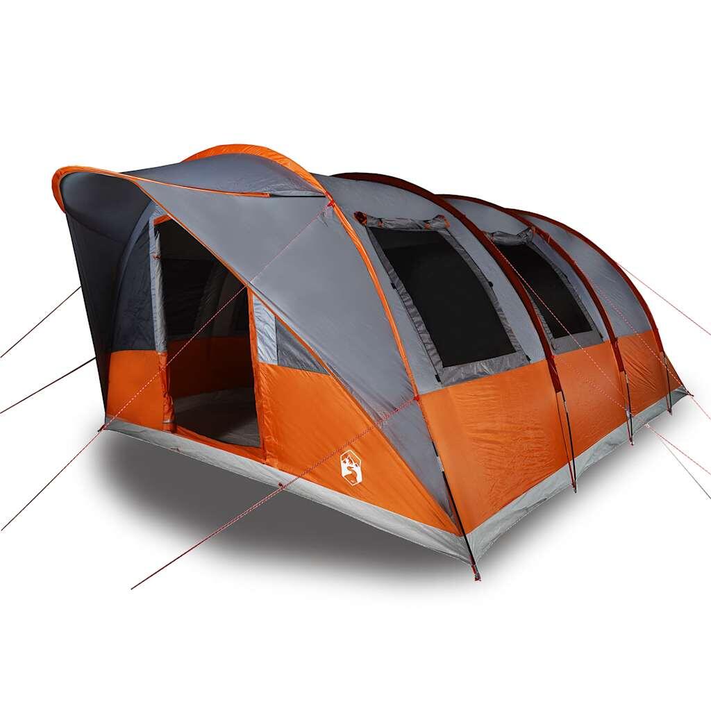 Tienda de túnel impermeable Vidaxl para 5 personas en gris y naranja 2/7