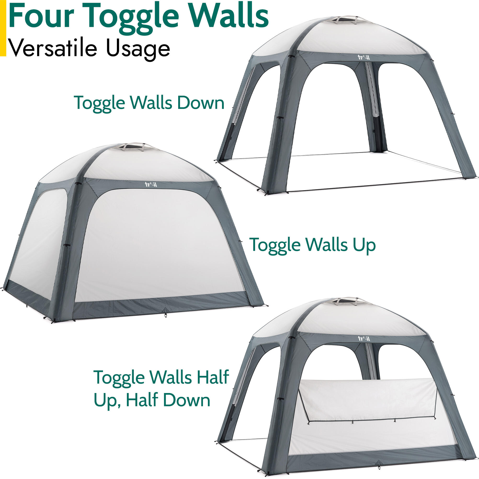 Trail Air Shelter Inflatable Gazebo with Detachable Sides Event Garden Camping 4/7