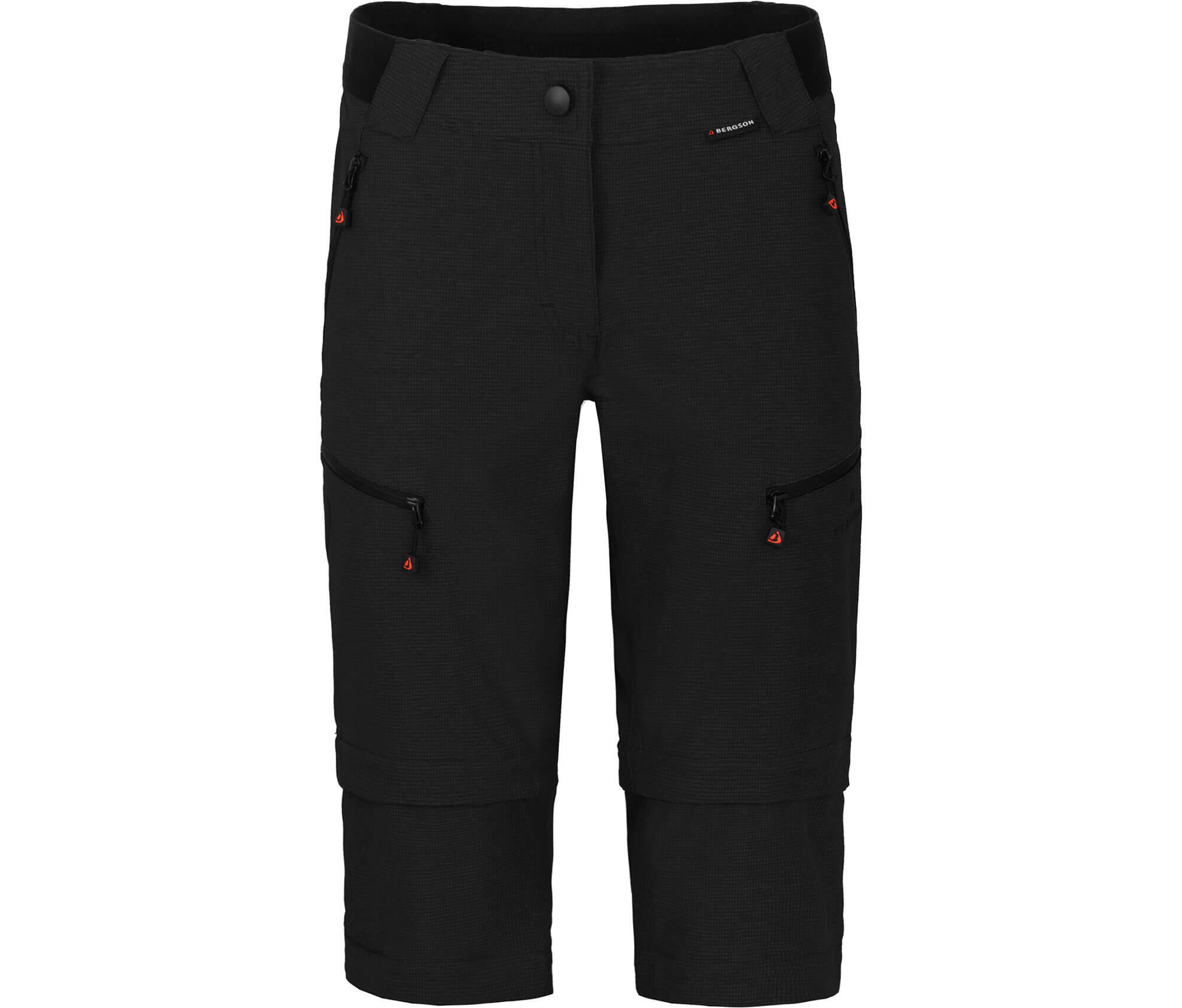Damen Wanderhose robust elastisch Schwarz 3/7