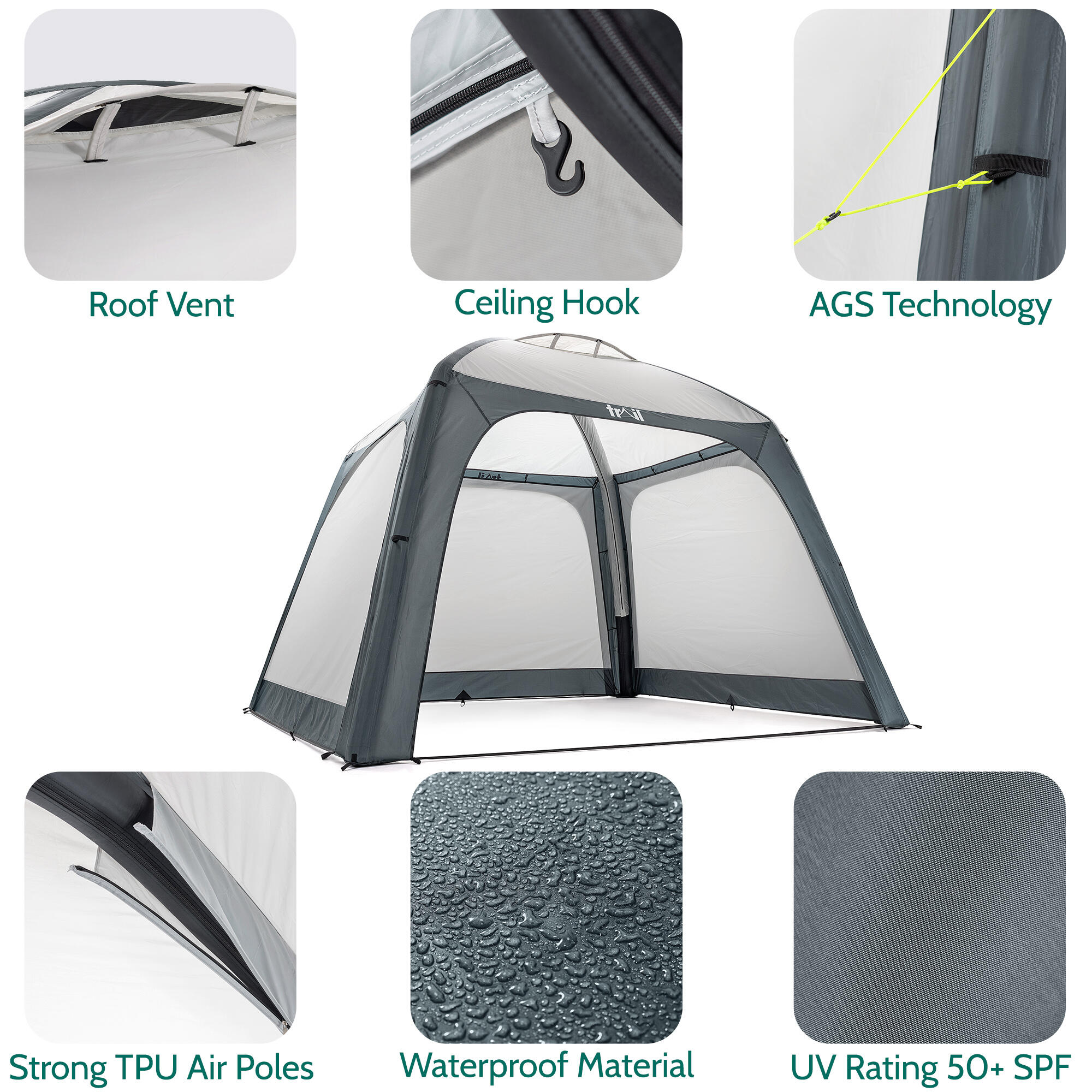 Trail Air Shelter Inflatable Gazebo with Detachable Sides Event Garden Camping 5/7