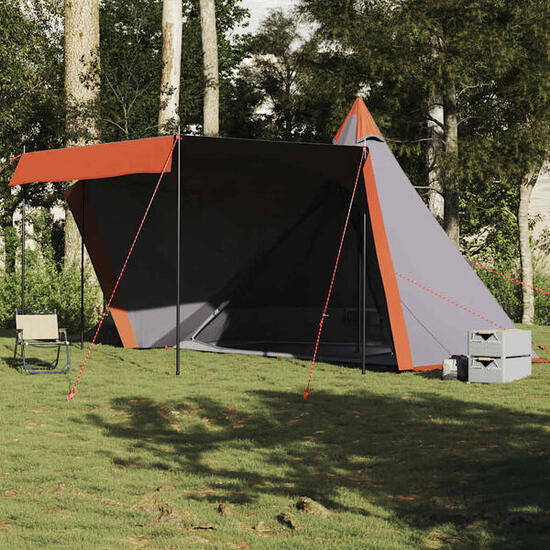 VidaXL Namiot tipi 6-osobowy wodoodporny szary/pomarańczowy
