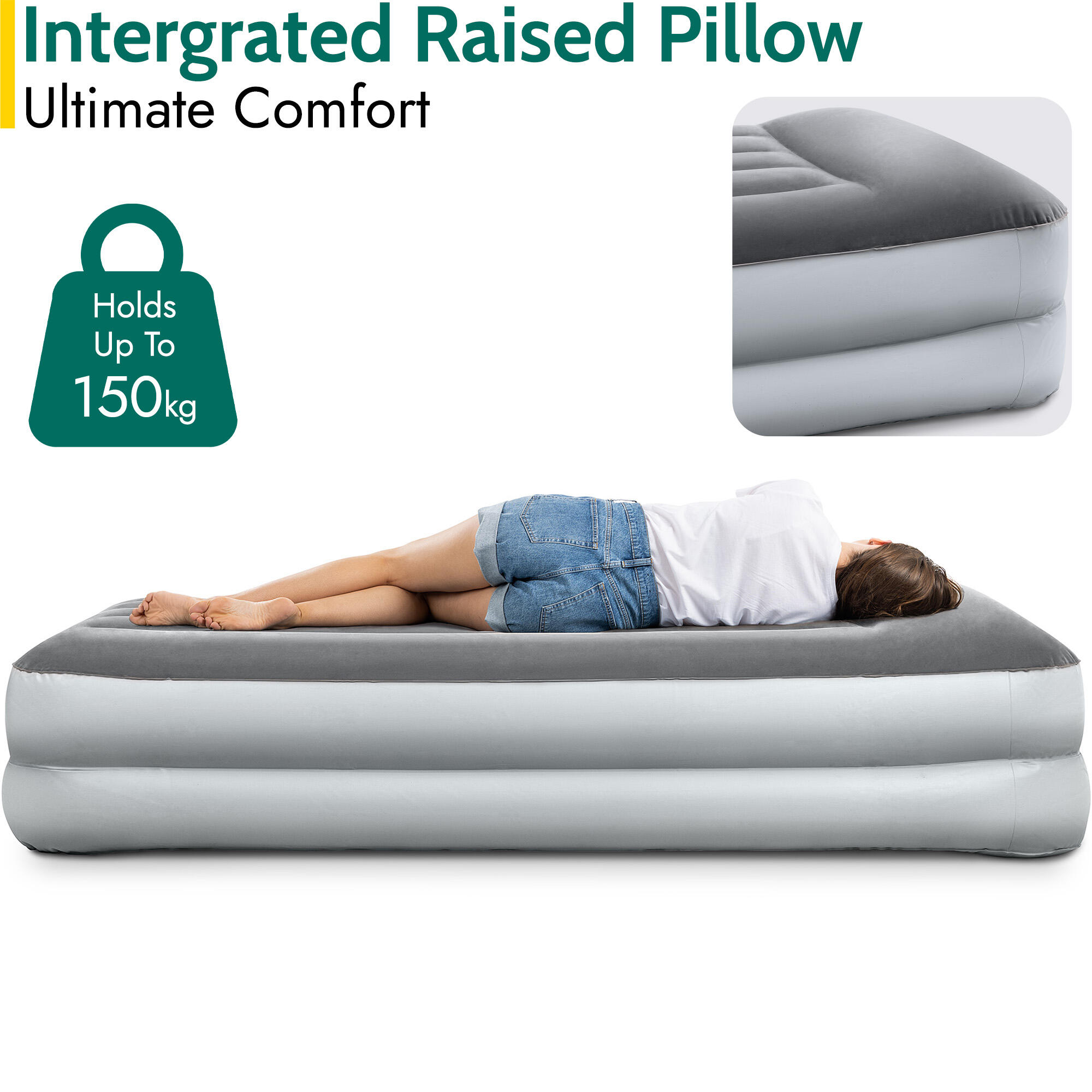 Air Bed with Built In Electric Pump Deluxe Inflatable Airbed Mattress Campervan 6/7