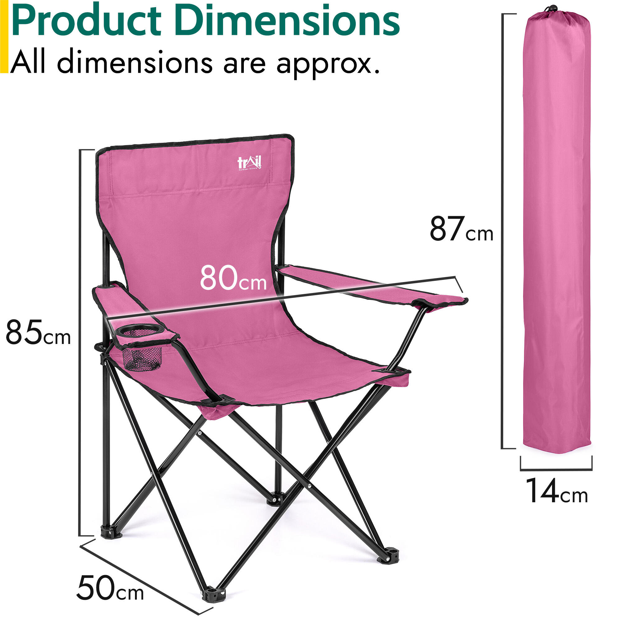 Folding Camping Chair Lightweight Portable With Cup Holder Fishing Outdoor Trail 7/7