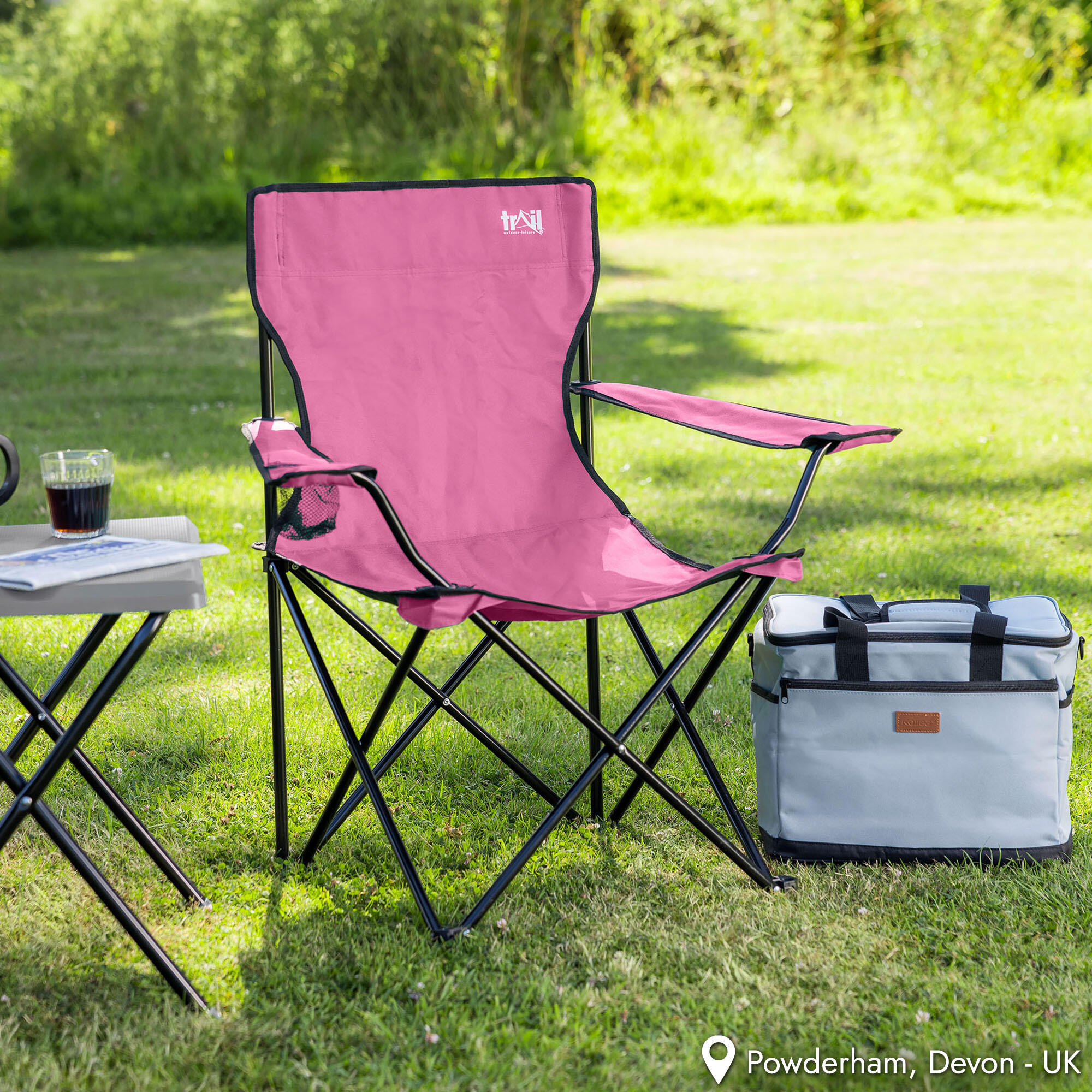 Folding Camping Chair Lightweight Portable With Cup Holder Fishing Outdoor Trail 2/7