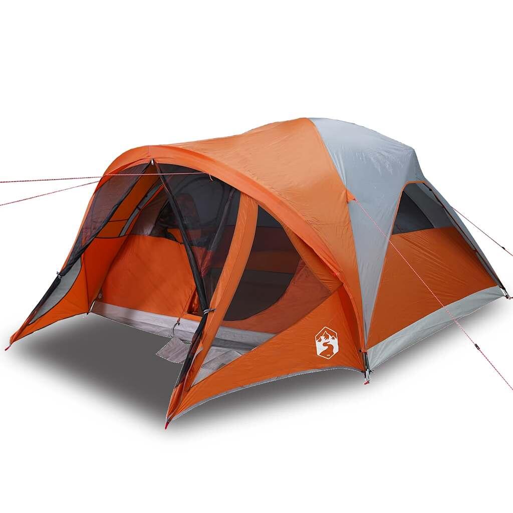 Tenda a tunnel VidaXL 6 persone impermeabile grigio e arancione 2/4