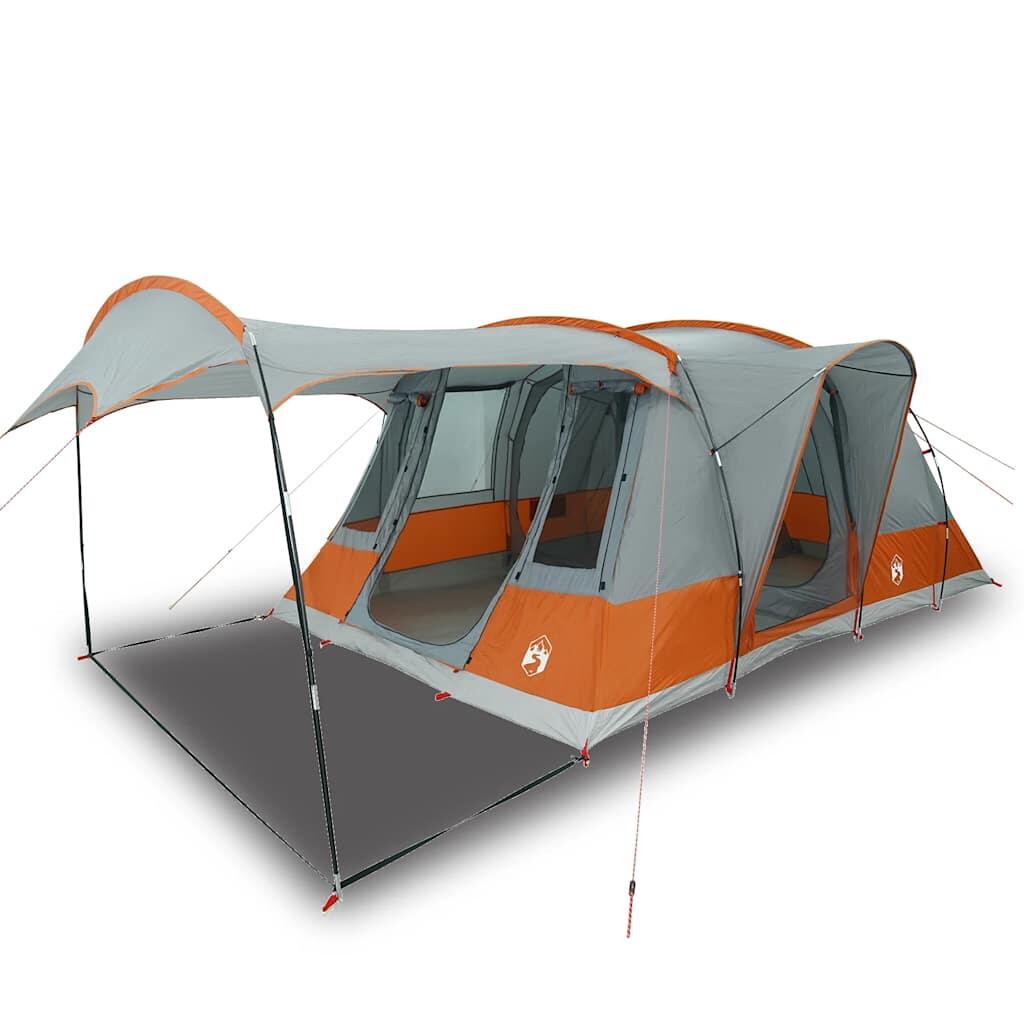 Tenda a tunnel per 5 persone VidaXL impermeabile grigio e arancione 2/7