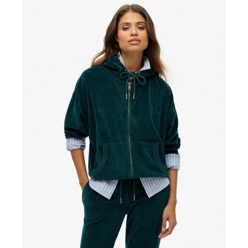 Veste à capuche en velours