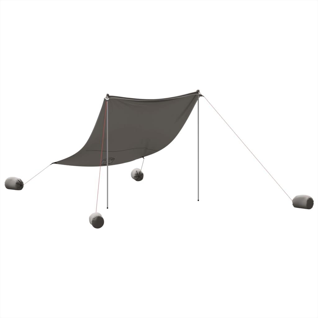 Auvent de plage VidaXL 214x236 cm avec sacs de sable, gris 2/7
