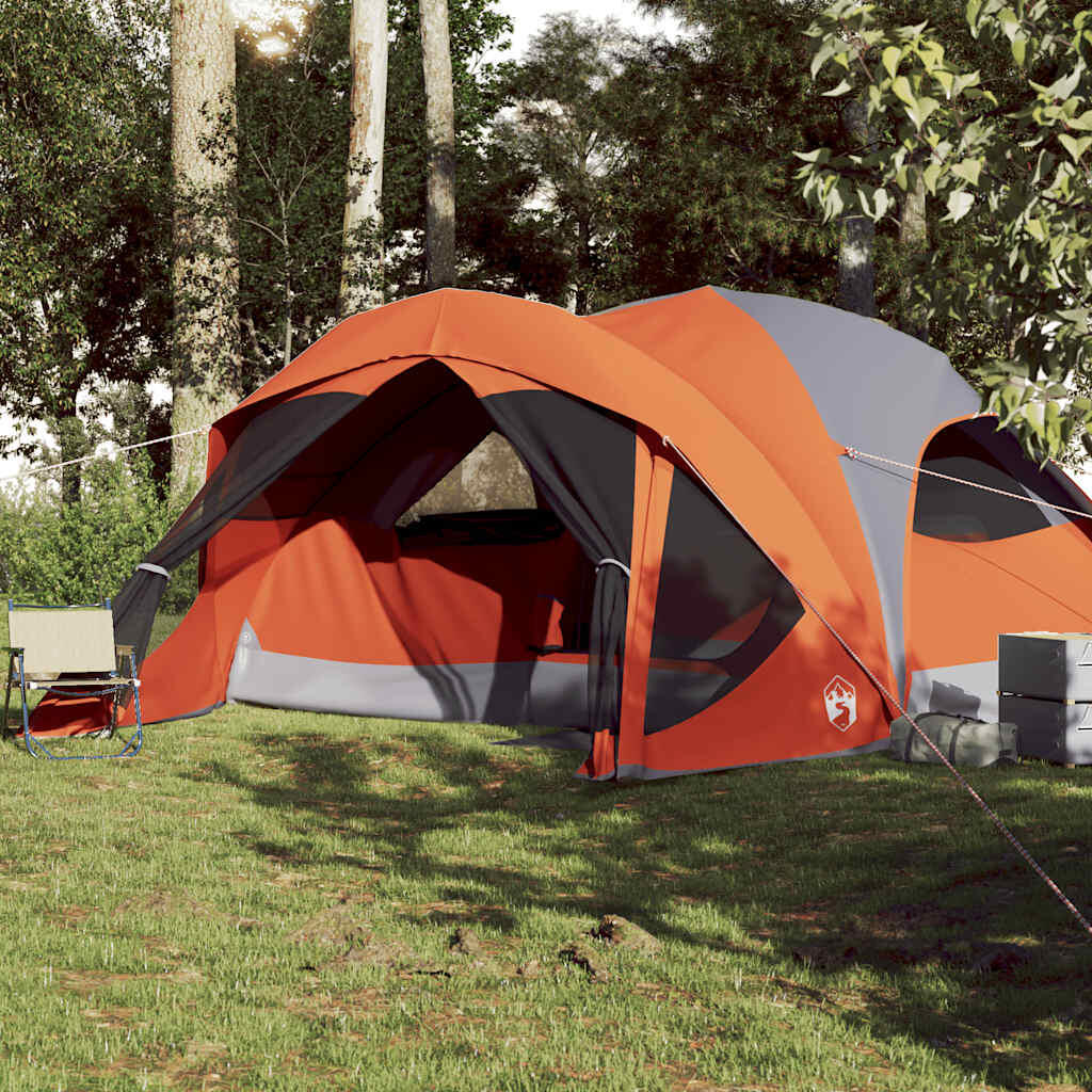 Tente familiale VidaXL étanche 6 personnes gris et orange 3/7