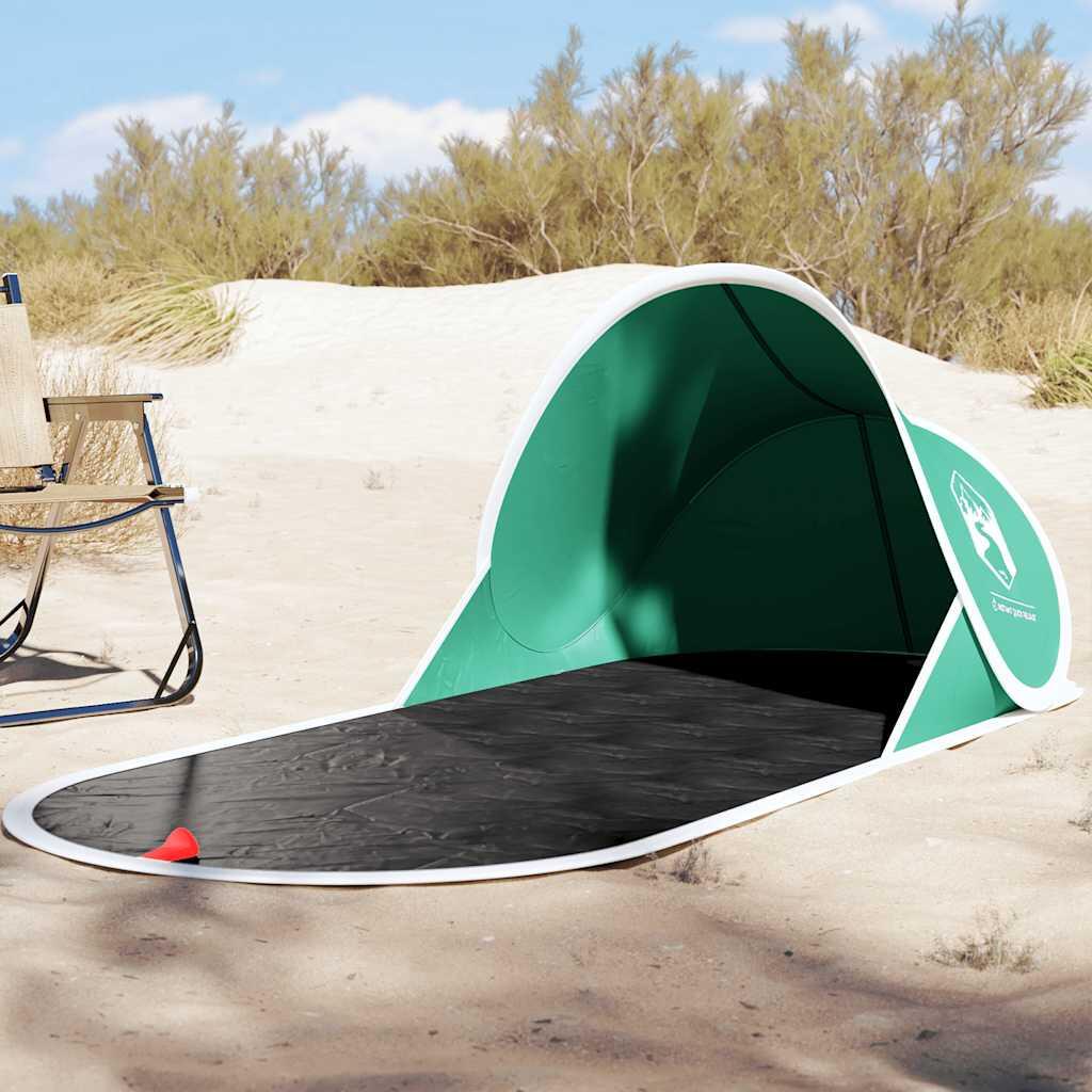 Vidaxl Carpa de Playa Pop-Up Impermeable en Verde Mar para un Verano Cómodo 1/7