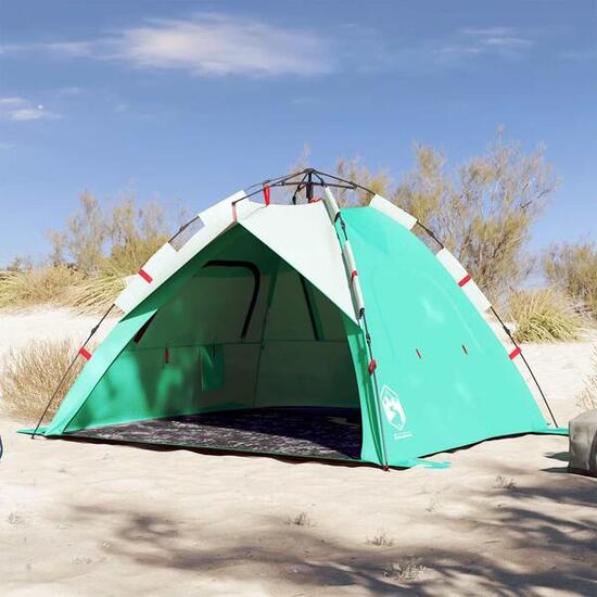 VidaXL Strandzelt 3 Personen wasserdicht Schnellverschluss Seegrün