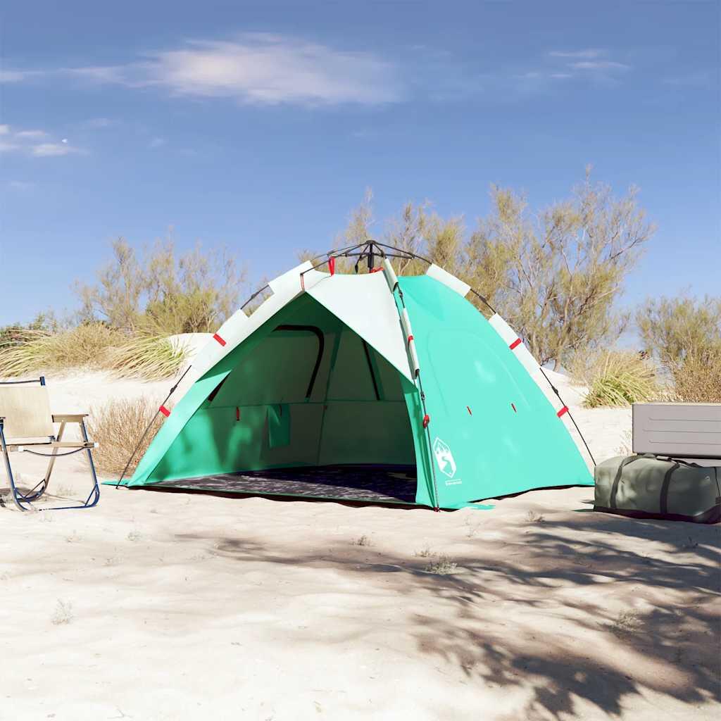 VidaXL Tente de plage 3 personnes imperméable montage rapide vert océan 3/7