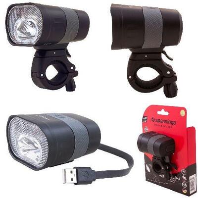 Spanninga Axendo 40 Lux USB Wiederaufladbarer Scheinwerfer 65 mm Schwarz