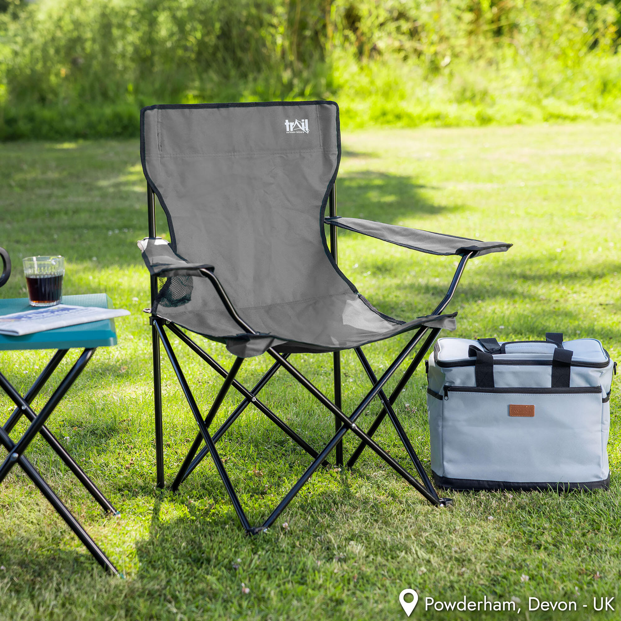 Folding Camping Chair Lightweight Portable With Cup Holder Fishing Outdoor Trail 2/7