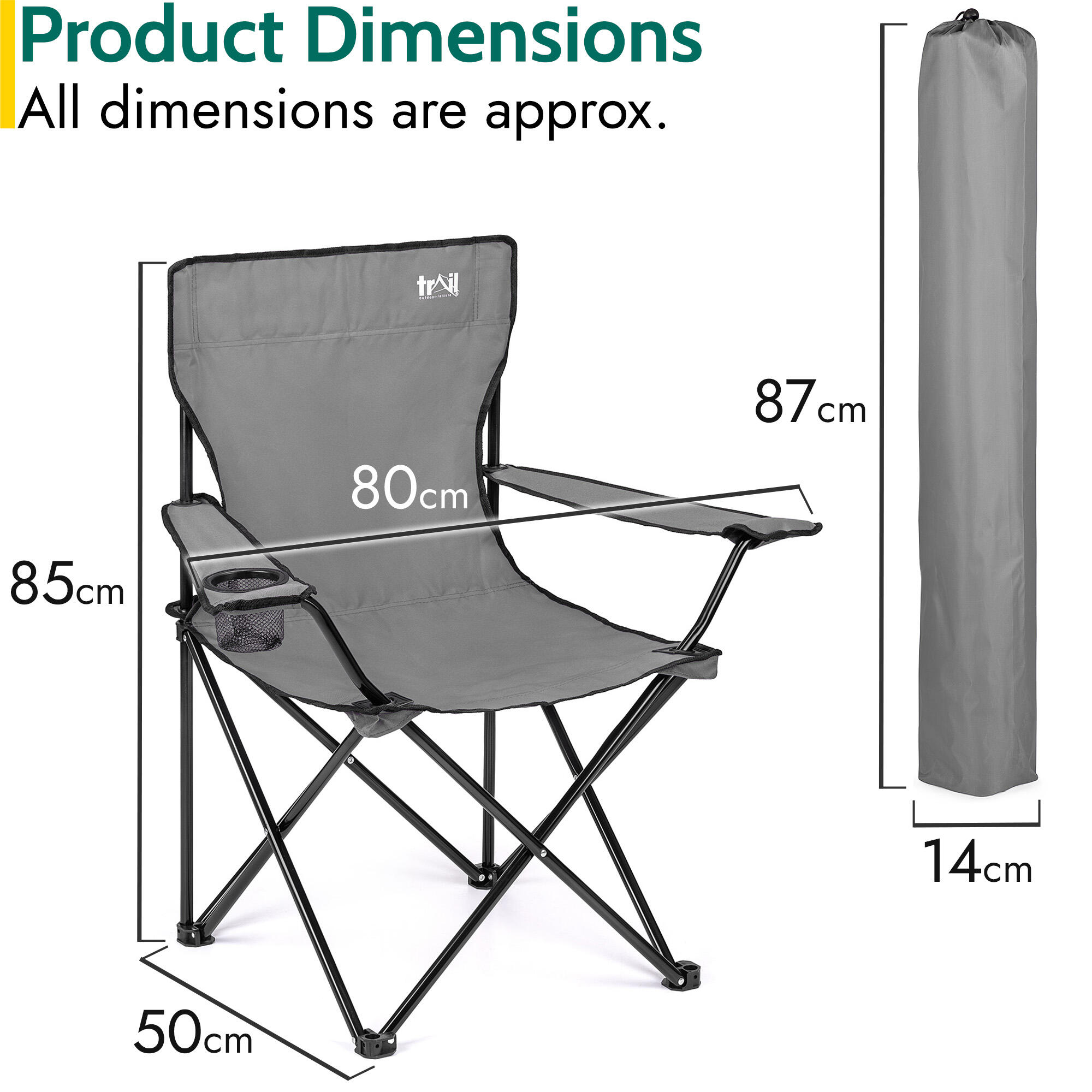 Folding Camping Chair Lightweight Portable With Cup Holder Fishing Outdoor Trail 7/7