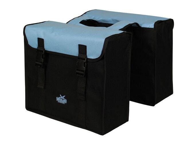GREENLANDS Groene Dubbele Fietstas - Zwart-Blauw, 38x34x13cm