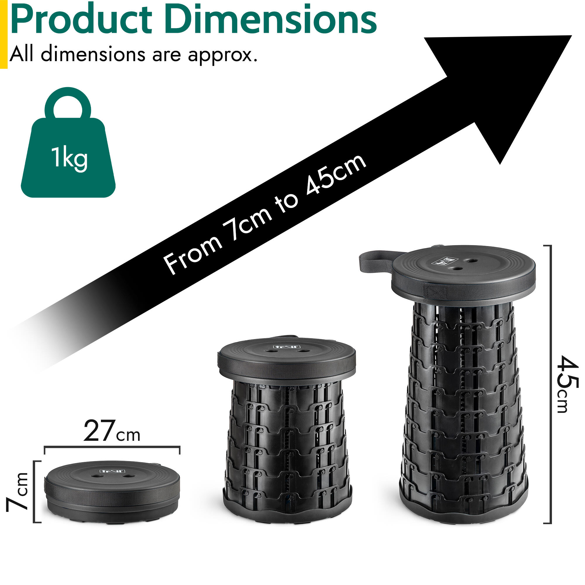 TELESCOPIC STOOL 3個 Portable Telescopic Stool with Strap Collapsible Adjustable
