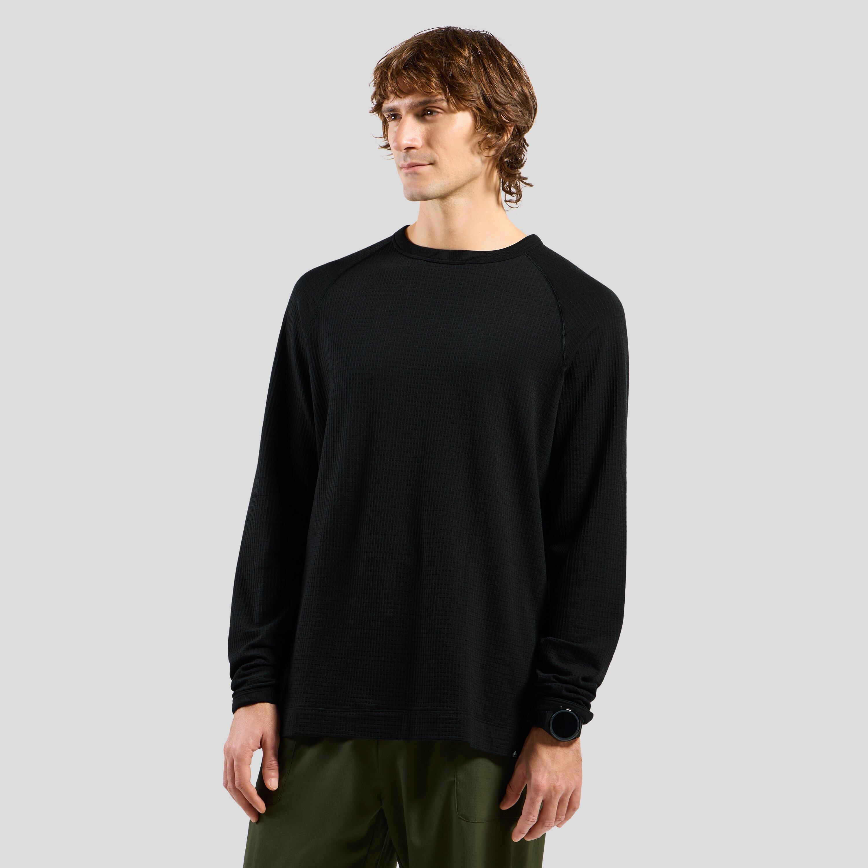 Odlo - T-shirt À Manches Longues Gaufré En Laine Mérinos Mélangée ascent Odlo - Chemise Manches Longues - Gris|noir - 40 M - Decathlon