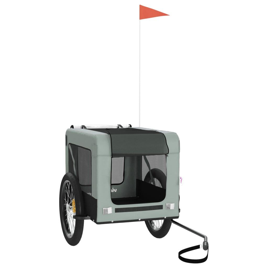 Remorque de Vélo pour Chien VidaXL en Tissu Oxford et Fer Gris et Noir 3/4