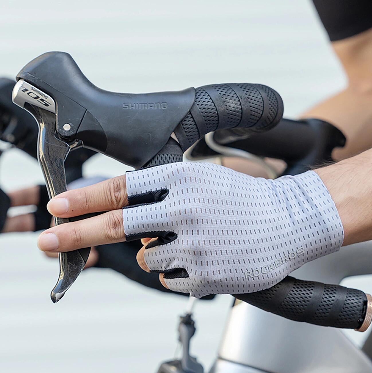 Gants de cyclisme courts respirants Rockbros - Gris 5/5