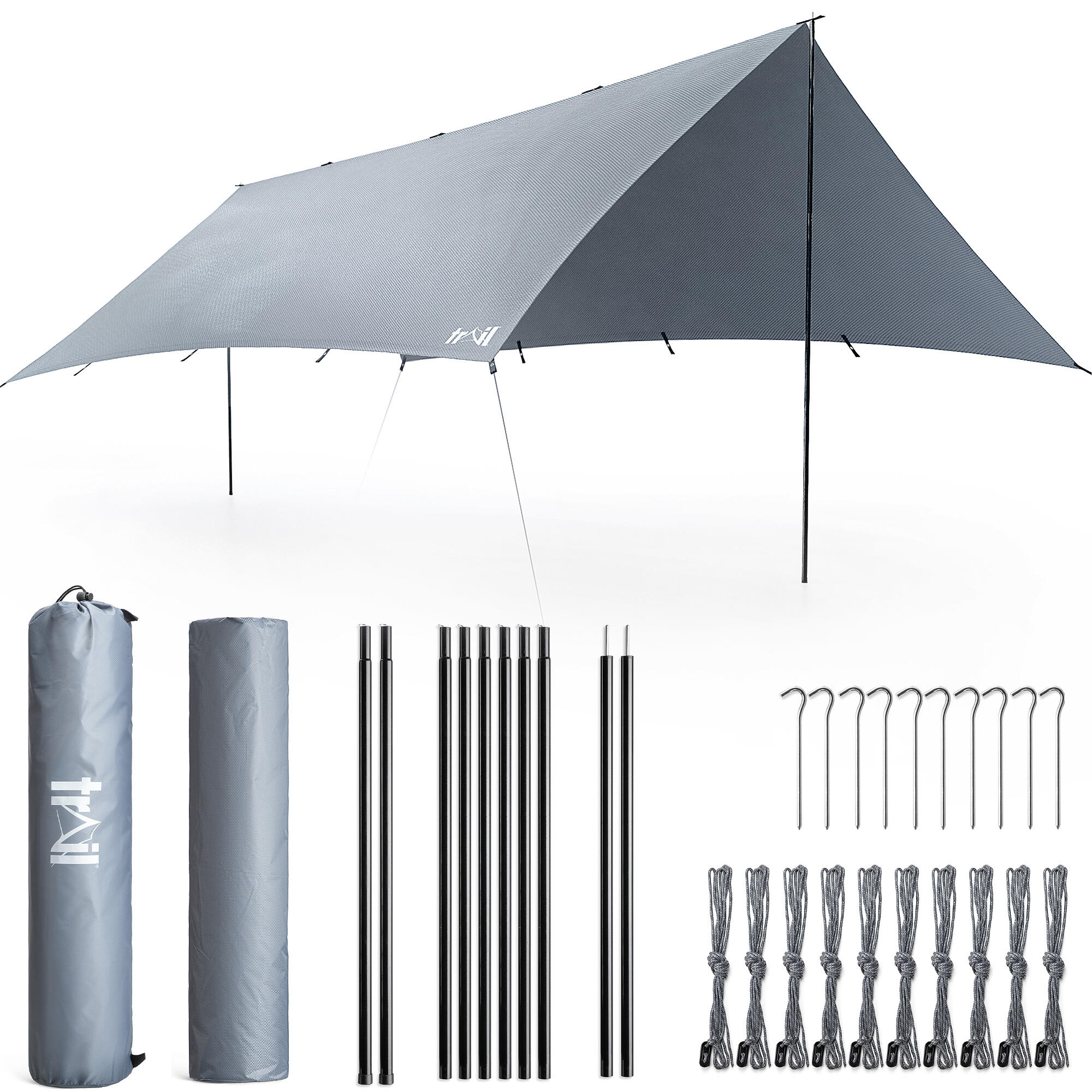 TRAIL OUTDOOR LEISURE Poled Camping Tarp Hammock Rain Sun Shelter Waterproof UV Protection 3m x 3/4/5m