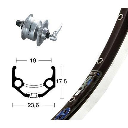 Bike-Parts Laufrad|Vorderrad 28x1.75 Nabendynamo DH-3N72 silber Schnellspanne...