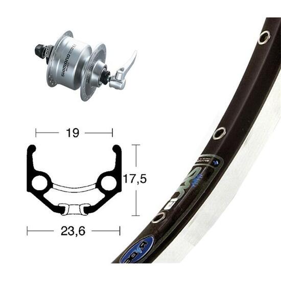 Bike-Parts Laufrad|Vorderrad 28x1.75 Nabendynamo DH-3N72 silber Schnellspanne...