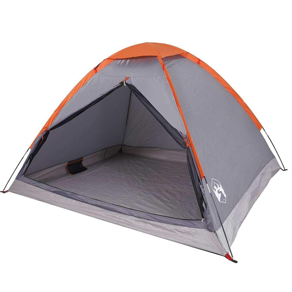 Tente dôme VidaXL 4 personnes imperméable gris et orange 3/7