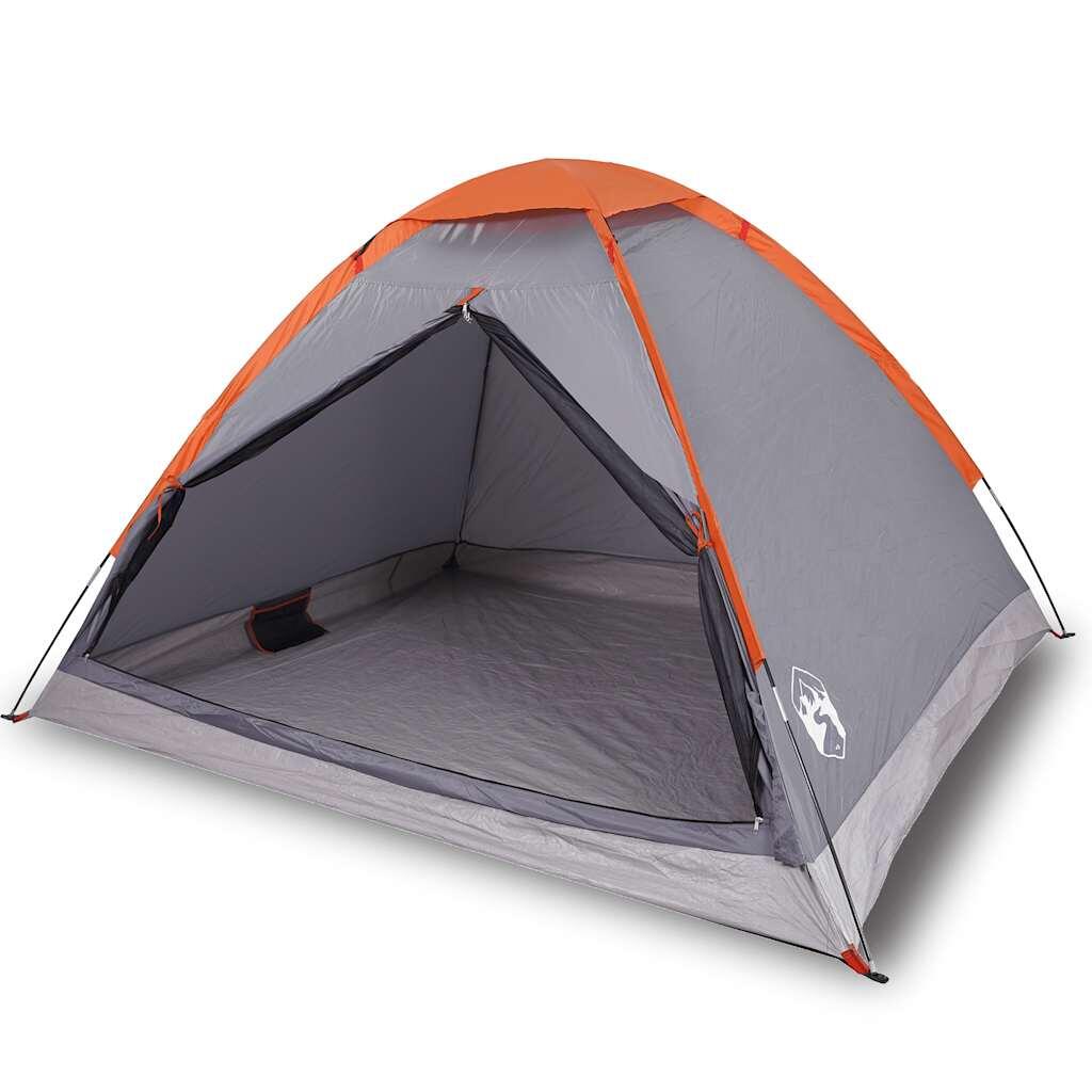 Tente dôme VidaXL 4 personnes imperméable gris et orange 2/7