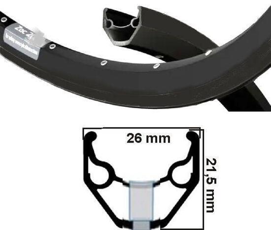 Ryde 28" ZAC421 Felge - Schwarz - 36 Löcher - 14 Speichen