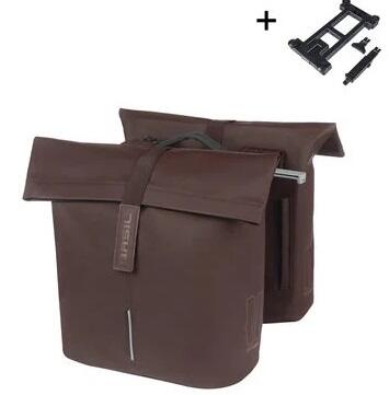 Basil city dubbele fietstas mik 28-32 liter - roasted brown