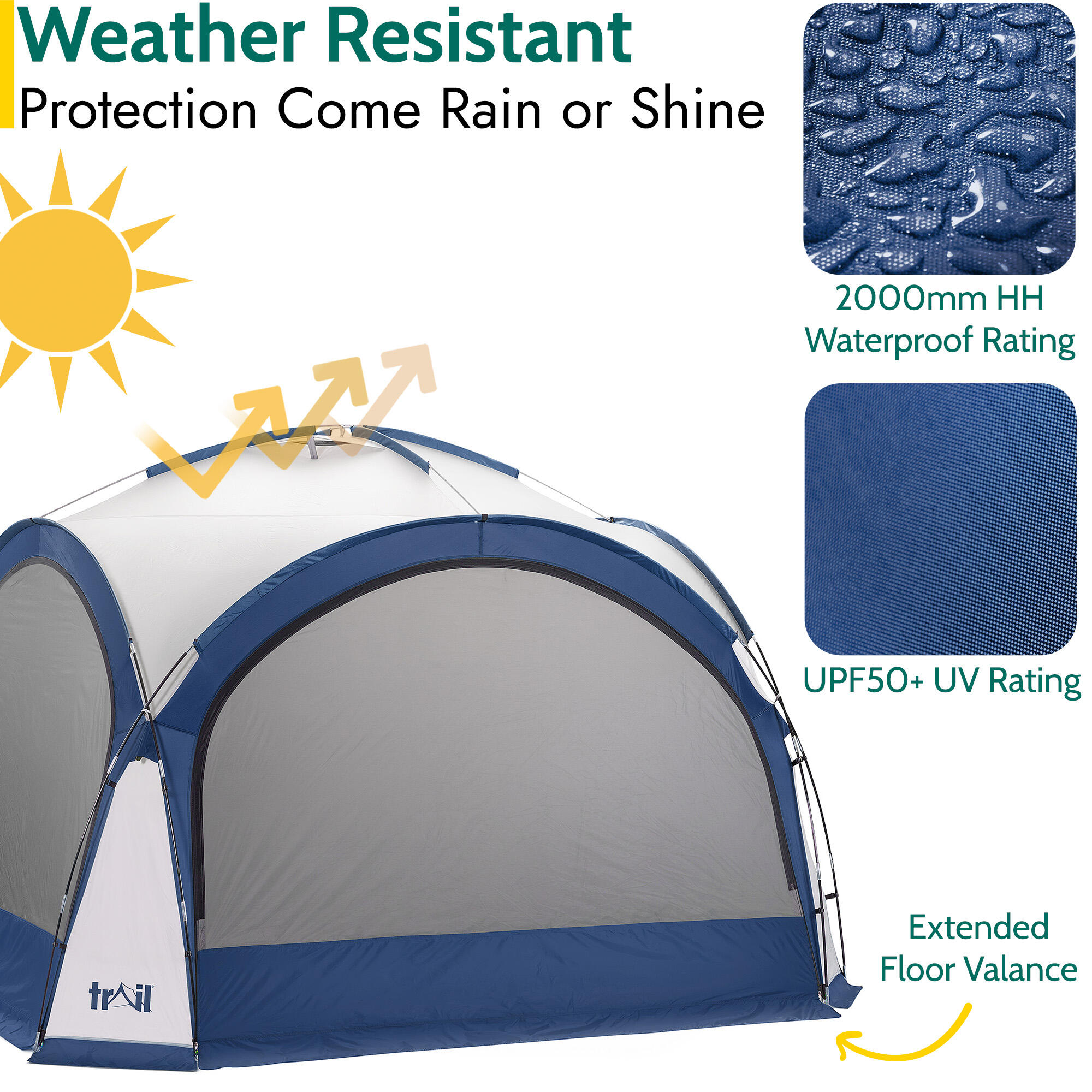 Dome Shelter with Sides Outdoor Event Camping Gazebo UV Waterproof 3.5m x 3.5m 5/7